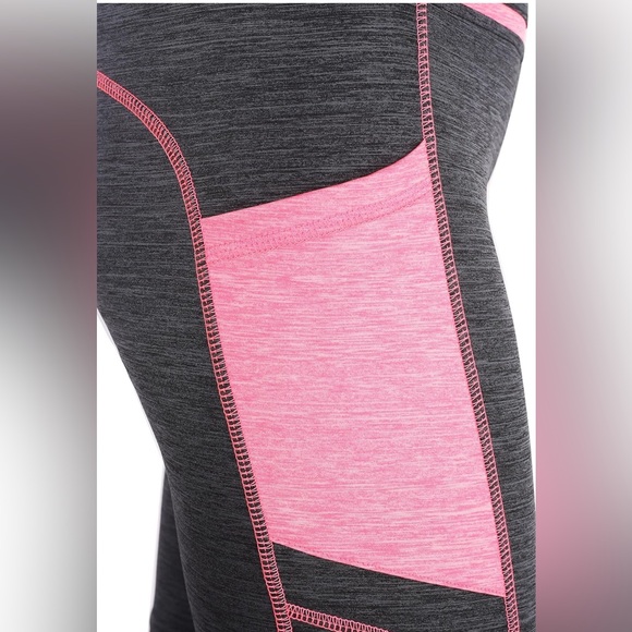 Sugar Pocket High-waist grey and pink capri yoga leggings with pockets, NWT, XL - Picture 4 of 13
